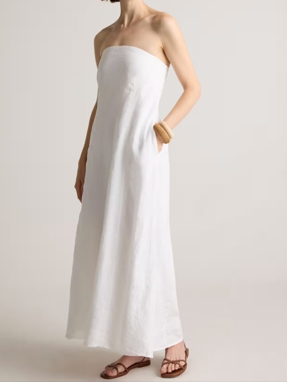 NWT Quince European Linen Strapless Maxi Dress
